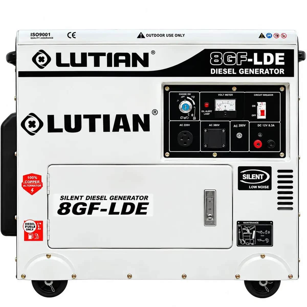 موتور برق 8.5 کیلووات دیزلی سایلنت تک فاز استارتی لوتیان مدل 8GF-LDE - تصویر 1